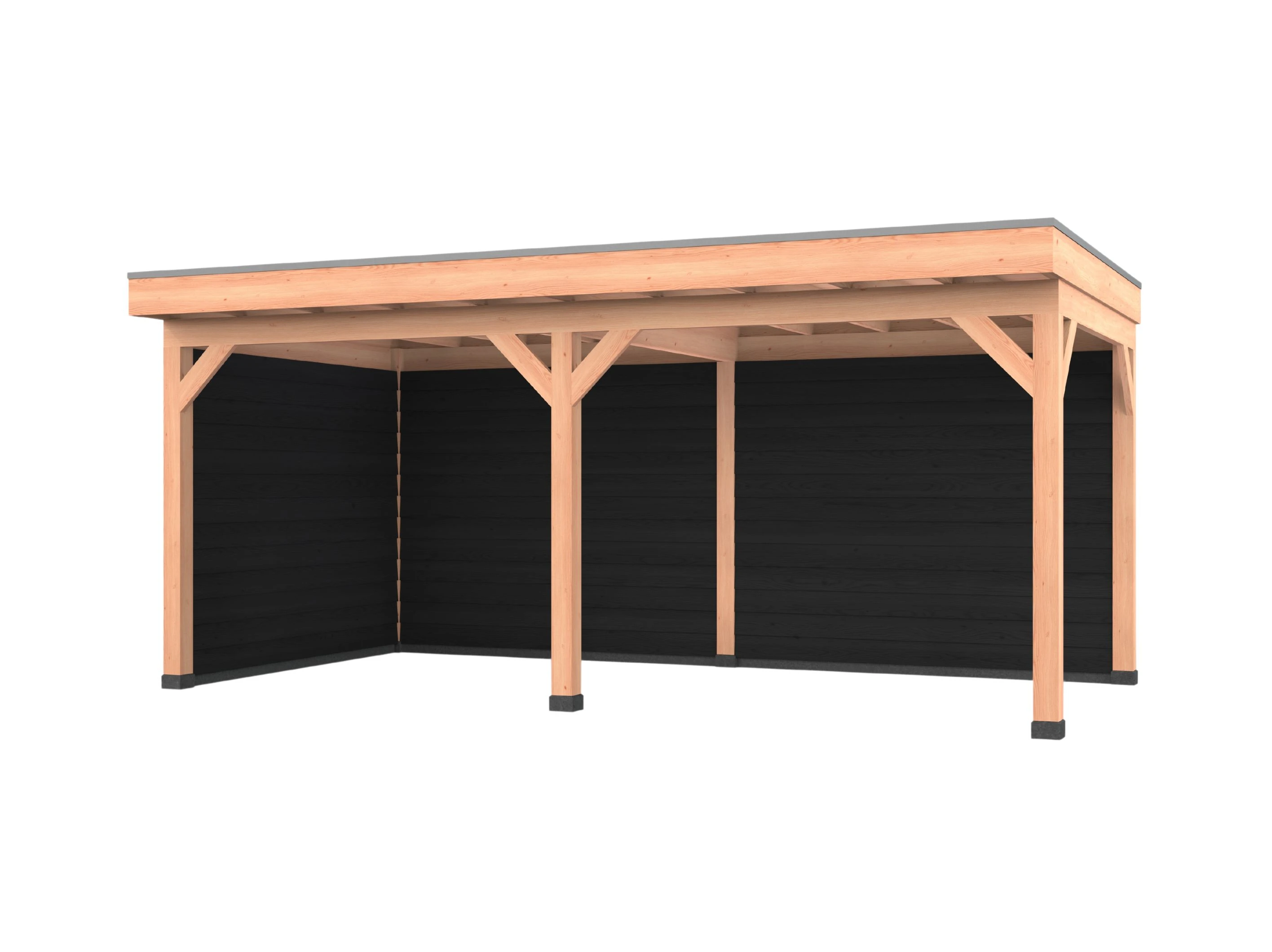 Douglas overkapping, 600 x 300, met zwarte achterwand en zijwand, Westwood Comfort Green - Afbeelding 1